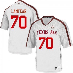 Men's Texas A&M Aggies #70 Connor Lanfear White College Jersey 816164-999