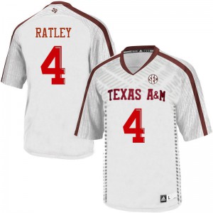 Men Texas A&M #4 Damion Ratley White Stitched Jersey 335691-204
