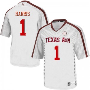 Mens Texas A&M University #1 DeVante Harris White College Jerseys 966264-690