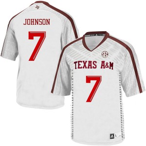 Mens Texas A&M Aggies #7 Devodrick Johnson White Official Jersey 249610-754