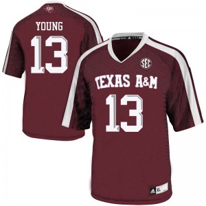 Mens Texas A&M University #13 Erick Young Maroon Stitched Jersey 843778-594