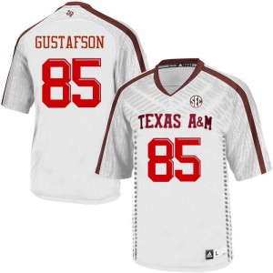 Mens Texas A&M #85 Grant Gustafson White Embroidery Jerseys 449376-812