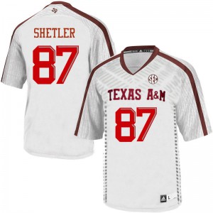 Men's Texas A&M Aggies #87 Greer Shetler White Football Jerseys 567954-170