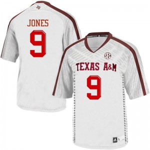 Men's Texas A&M #9 Hezekiah Jones White Stitched Jerseys 105384-428