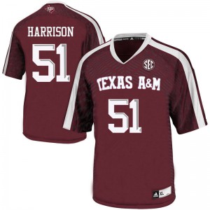 Men's Texas A&M Aggies #51 Jarvis Harrison Maroon Official Jersey 260002-883