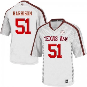 Men Texas A&M #51 Jarvis Harrison White University Jerseys 559910-114