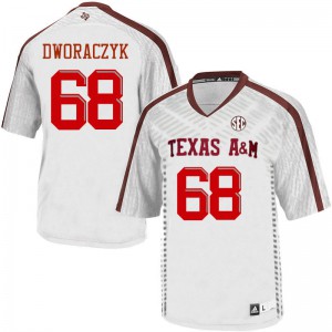 Mens Texas A&M Aggies #68 Justin Dworaczyk White Stitched Jersey 803799-939
