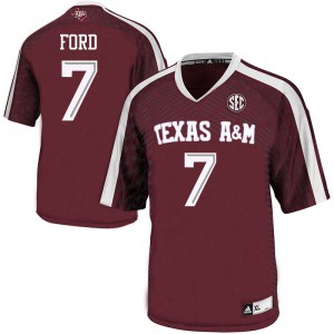 Men's Texas A&M University #7 Keith Ford Maroon NCAA Jerseys 514388-832