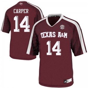 Men Texas A&M University #14 Keldrick Carper Maroon Alumni Jerseys 820318-420
