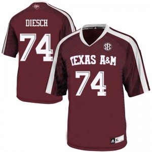 Men's Texas A&M Aggies #74 Kellen Diesch Maroon Embroidery Jerseys 377704-449