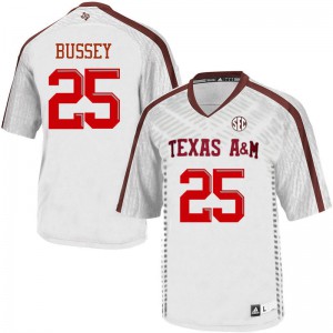 Mens Texas A&M University #25 Kendall Bussey White College Jerseys 465140-192