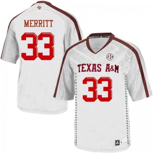 Men Texas A&M University #33 Kirk Merritt White Official Jerseys 928359-619