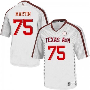 Men Texas A&M University #75 Koda Martin White Football Jersey 179548-441