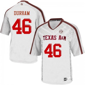 Men Texas A&M University #46 Landis Durham White Football Jersey 298458-868
