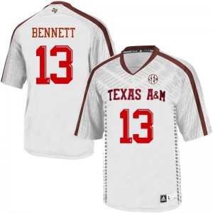Men's Texas A&M #13 Martellus Bennett White Embroidery Jersey 314218-778