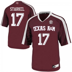 Mens Texas A&M University #17 Nick Starkel Maroon Football Jersey 311491-105