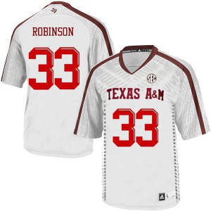 Mens Texas A&M #33 Ondario Robinson White University Jerseys 438596-740