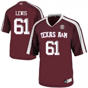 Men's Texas A&M #61 Patrick Lewis Maroon University Jersey 449848-598