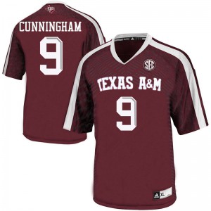 Mens Texas A&M University #9 Qualen Cunningham Maroon Official Jerseys 537574-153