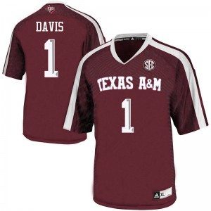 Men's Texas A&M University #1 Quartney Davis Maroon University Jerseys 588836-777