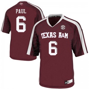 Mens Texas A&M Aggies #6 Roshauud Paul Maroon Alumni Jersey 108632-421