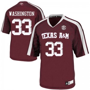 Mens Texas A&M #33 Shaan Washington Maroon Alumni Jerseys 820859-541