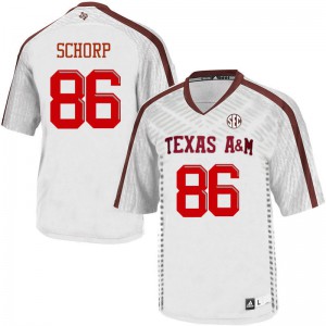 Men's Texas A&M Aggies #86 Tanner Schorp White Stitched Jerseys 378315-163