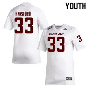 Youth Texas A&M #33 Aaron Hansford White Official Jersey 110331-233