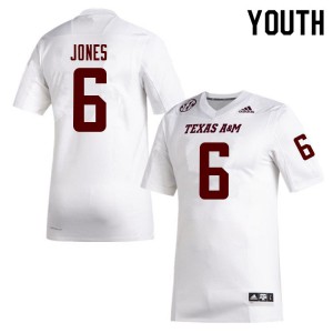 Youth Texas A&M #6 Adarious Jones White High School Jersey 702414-582
