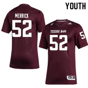 Youth Texas A&M #52 Andrew Merrick Maroon Stitch Jersey 425430-692