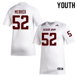 Youth Texas A&M University #52 Andrew Merrick White Stitched Jersey 590366-244