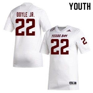 Youth Texas A&M #22 Antonio Doyle Jr. White Embroidery Jerseys 566901-576