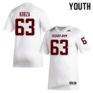 Youth Texas A&M University #63 Braeden Kobza White Embroidery Jerseys 255571-941