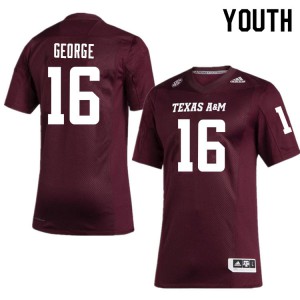 Youth Aggies #16 Brian George Maroon Embroidery Jersey 839219-291