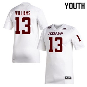 Youth Texas A&M #13 Brian Williams White Embroidery Jerseys 813653-666