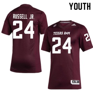 Youth TAMU #24 Chris Russell Jr. Maroon Official Jerseys 760611-993
