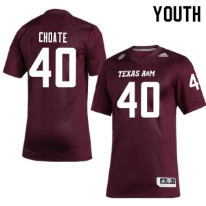 Youth Texas A&M University #40 Connor Choate Maroon Football Jersey 393501-951