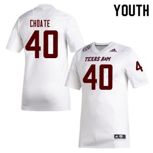 Youth TAMU #40 Connor Choate White Official Jerseys 349234-363