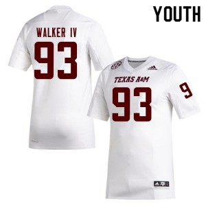Youth Texas A&M Aggies #93 Dallas Walker IV White NCAA Jersey 434204-985