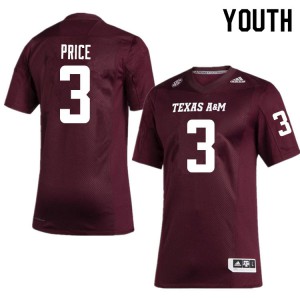 Youth Aggies #3 Devin Price Maroon College Jersey 928806-674