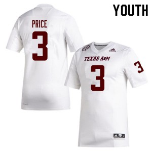 Youth Texas A&M #3 Devin Price White Stitched Jerseys 998808-616