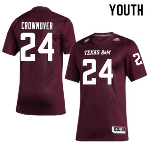 Youth Aggies #24 Earnest Crownover Maroon College Jerseys 758836-142