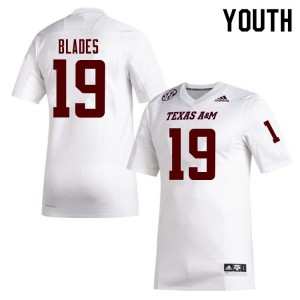 Youth Texas A&M Aggies #19 Elijah Blades White Stitch Jersey 113591-506