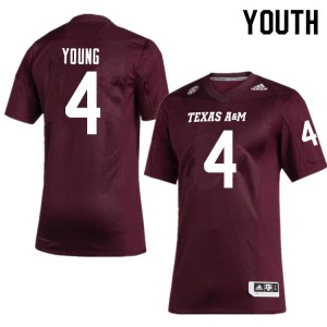 Youth Texas A&M Aggies #4 Erick Young Maroon Embroidery Jersey 646516-198