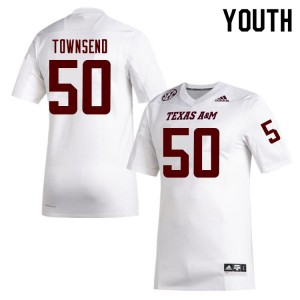 Youth Texas A&M University #50 Garrett Townsend White University Jersey 540063-196