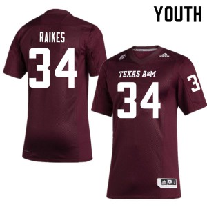Youth Texas A&M University #34 Isaiah Raikes Maroon College Jerseys 836385-216