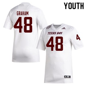 Youth Texas A&M University #48 Jacob Graham White Official Jerseys 573076-512