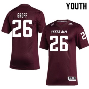 Youth Texas A&M #26 Jacob Groff Maroon Stitched Jerseys 862809-101