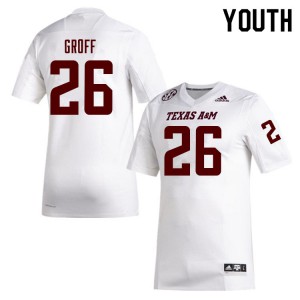 Youth Texas A&M University #26 Jacob Groff White College Jersey 336517-130