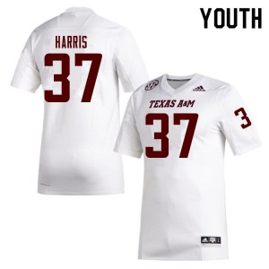 Youth Aggies #37 Jahzion Harris White College Jersey 109121-124